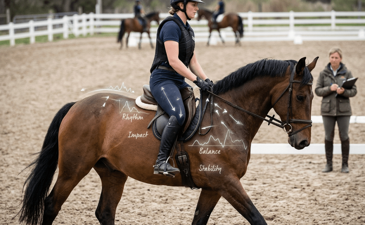 Four dimensions of rider biomechanics measured by Rider's Position Coach